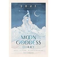 Book with stars and moon with ocean waves and a goddess rising from the ocean